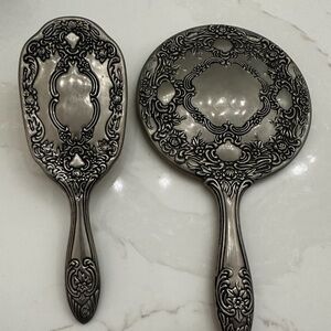 Elegant Hand Mirror and Brush Set
